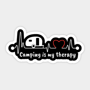 Camper Heartbeat - Camping Is My Therapy Sticker